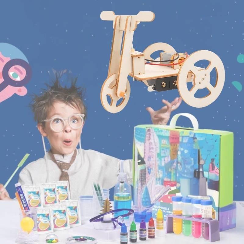 Diy Electric Tricycle Science Experiment Kit For Junior High And Elementary Students Wooden Material