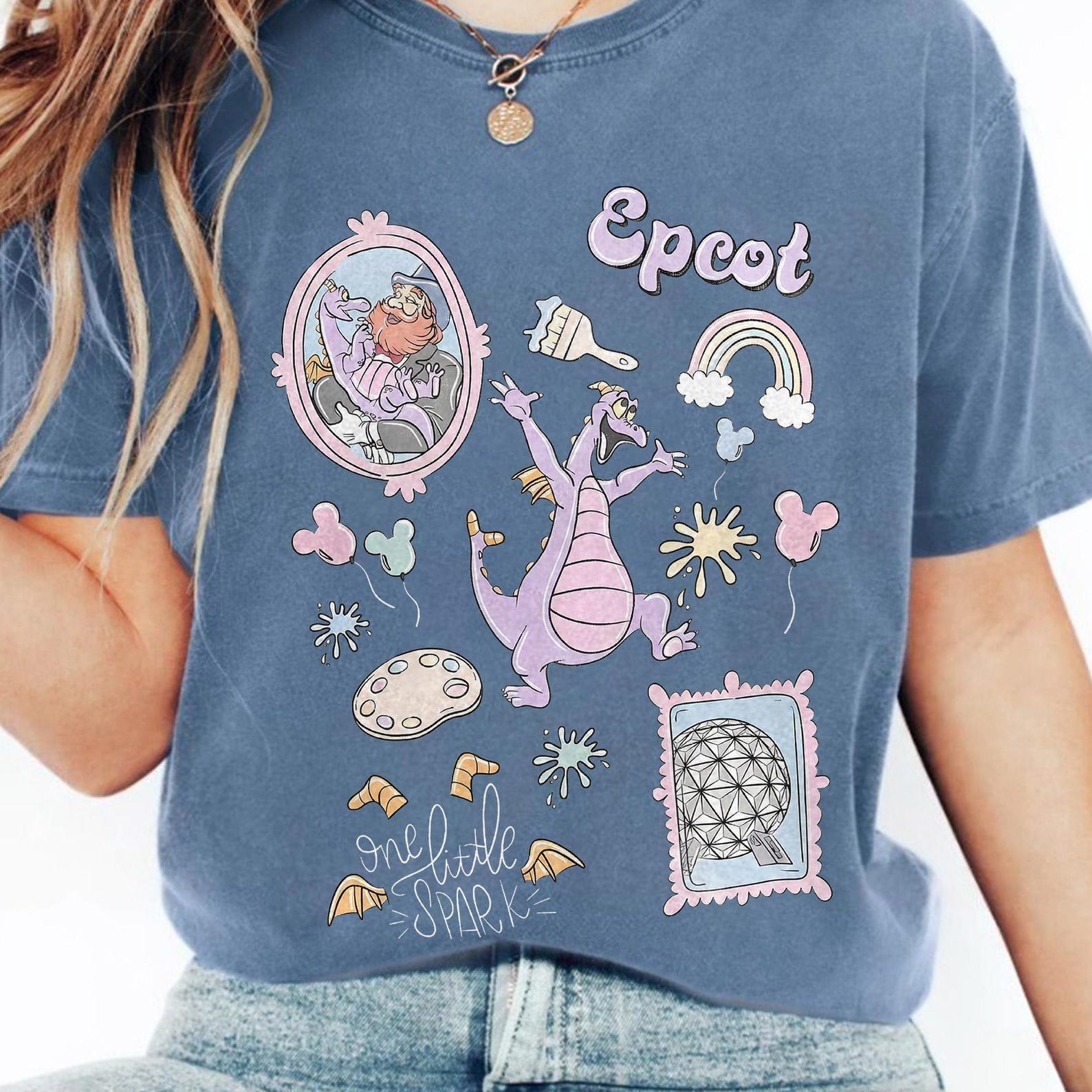 Comfort Colors Figment EPCOT Shirts, One Little Spark Tee, Retro Disney World Imagination Pavilion, Family Trip 2026 Shirt, Disneyland Shirt 2XL