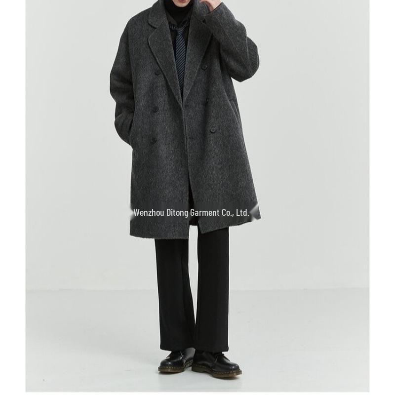 Men's Mid-Length Double-Sided Wool Coat: New Stylish Thickened Korean Winter Design