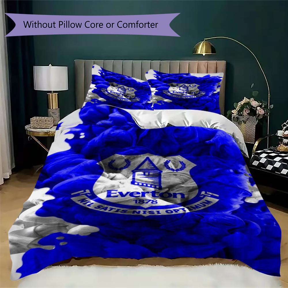 Everton FC Pattern Bedding Uilt Set Uilt Cover Pillowcase Home Decoration Birthday Gift (1 * Duvet Cover + 2 * Pillowcase  Without Core)41