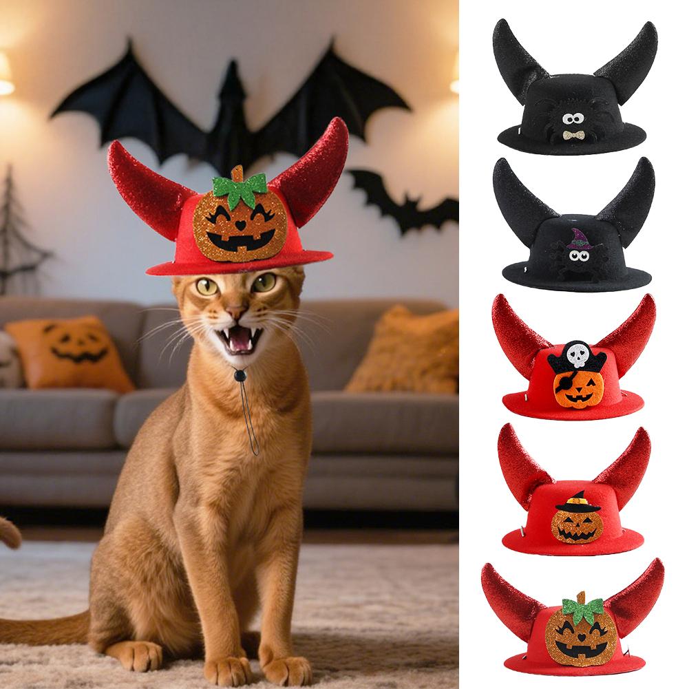 Halloween Pet Horns Adjustable for Cats Dogs Funny Party Hats Cute Devil Costume Trick or Treat Gear Satanic Pet Accessories