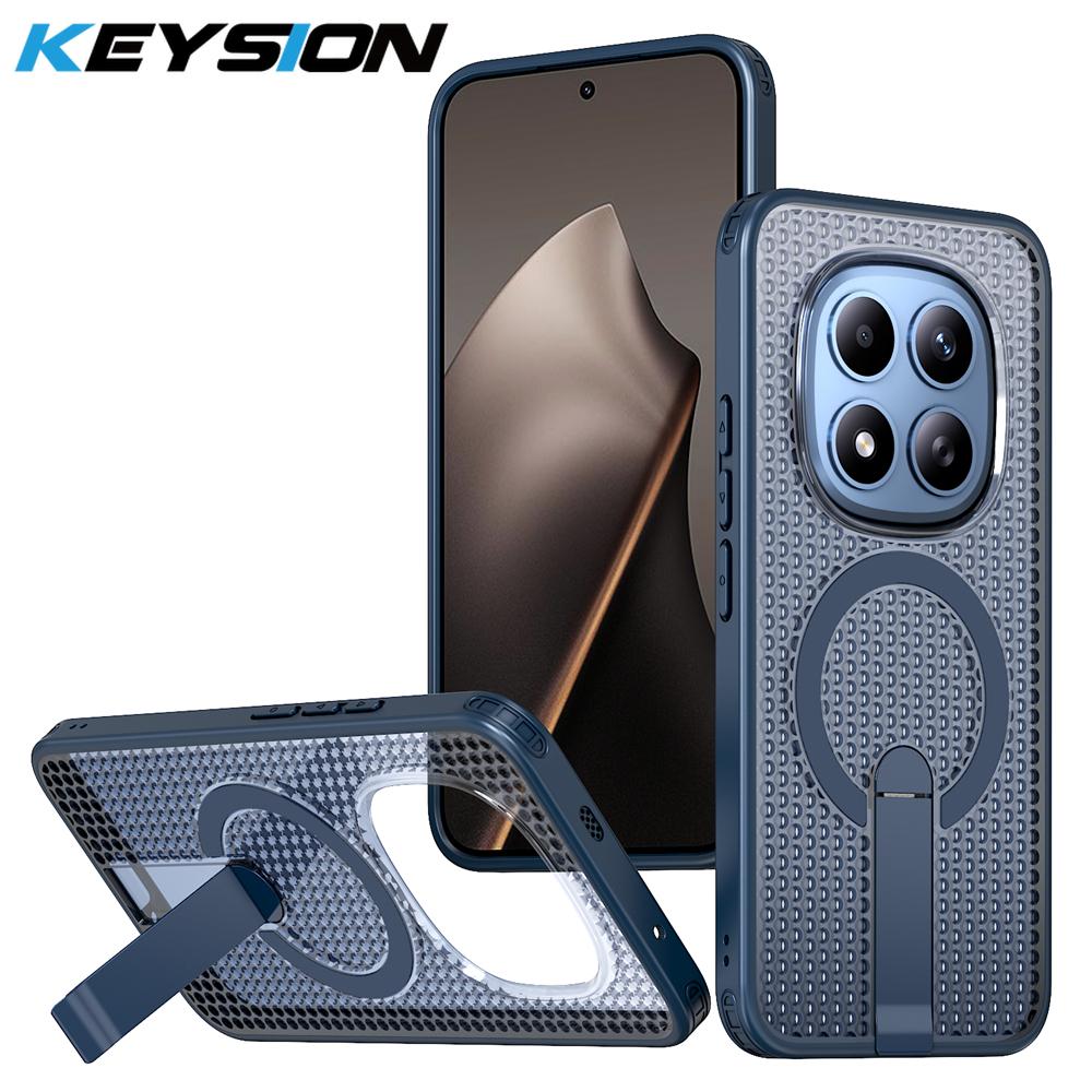 KEYSION Hollow Heat Dissipation Case for Redmi Note 15 Pro+ 5G 15 Pro 4G Magnetic Cooling Hide Stand Shockproof Phone Back Cover