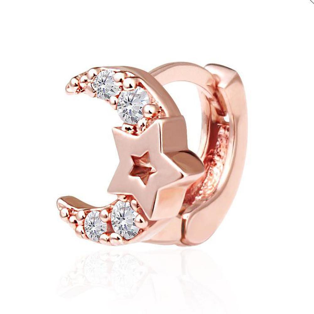 Moonstar 14K Gold Needle Cubic Rose Gold Star Moon Ring Piercing (S8539481)