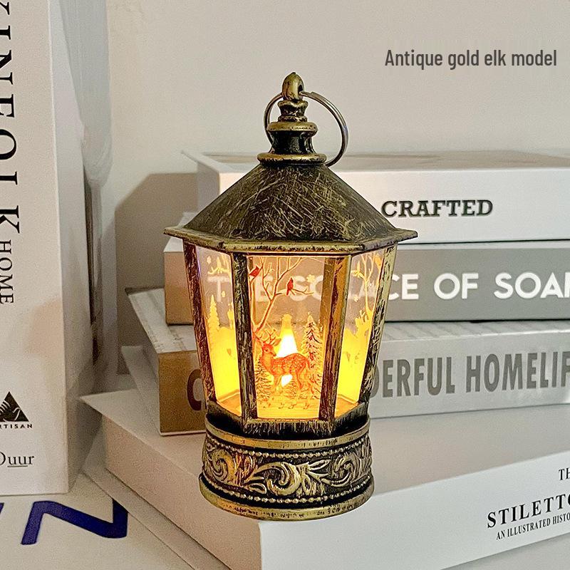 Weihnachts-LED-Windlaterne Kerzenlampe - Retro Tragbare Dekoration Ornament