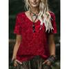 Plus Size Women's 2026 Summer New 3D Print V-Neck Short Sleeve T-Shirt, Slimming Loose Fit Versatile Casual Top, No Accessories Included