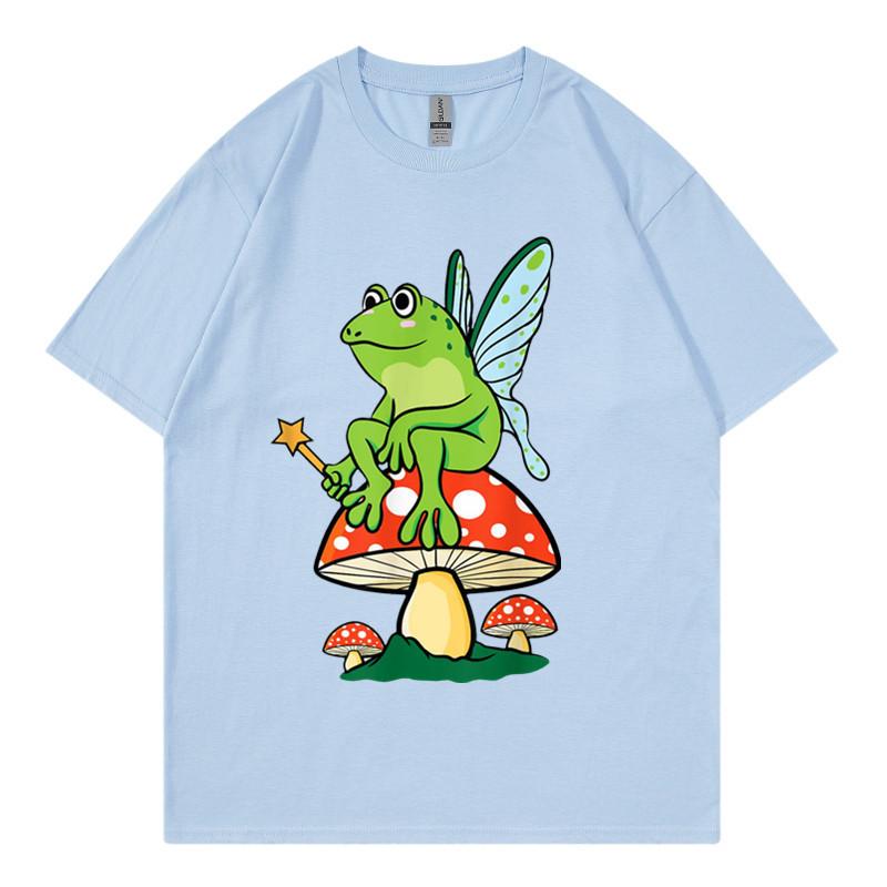 Delicious Mushroom and Frog Anime Short Sleeve Tshirt for Unisex and Unisex Summer Youth Student Casual Loose Top