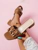 Folded slippers women's new thick heel square head one-word drag fashion wear high heel cool slippers women
