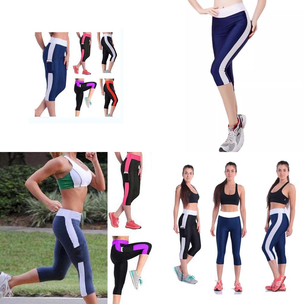 Stylish Women's High Waist Colorblock Yoga Pants With Convenient Side Pockets For Active Lifestyle