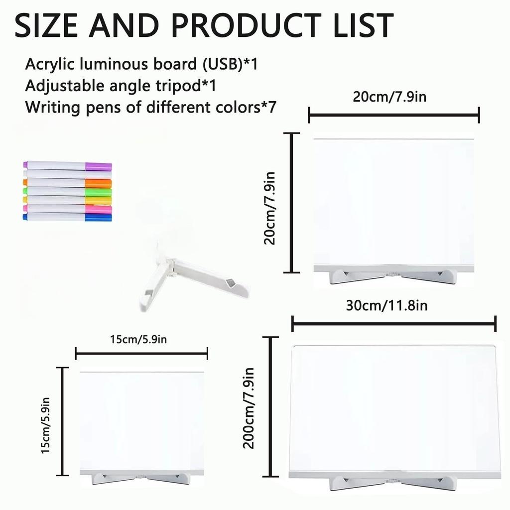 LED Note Board With Color Acrylic Dry Erase Light Up Notepad With Adjustable Stand For Desktop Glow Memo Home Rewritable Message