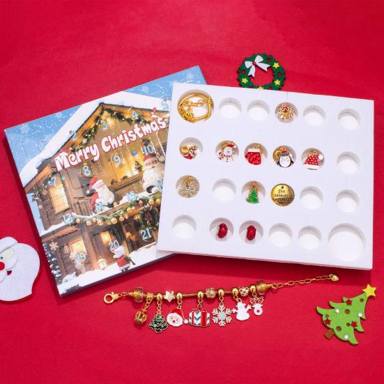 Christmas Surprise Bracelet Set 24 Grid Festive Designs Cartoon Decoration Blind Box with Santa Snowflakes
