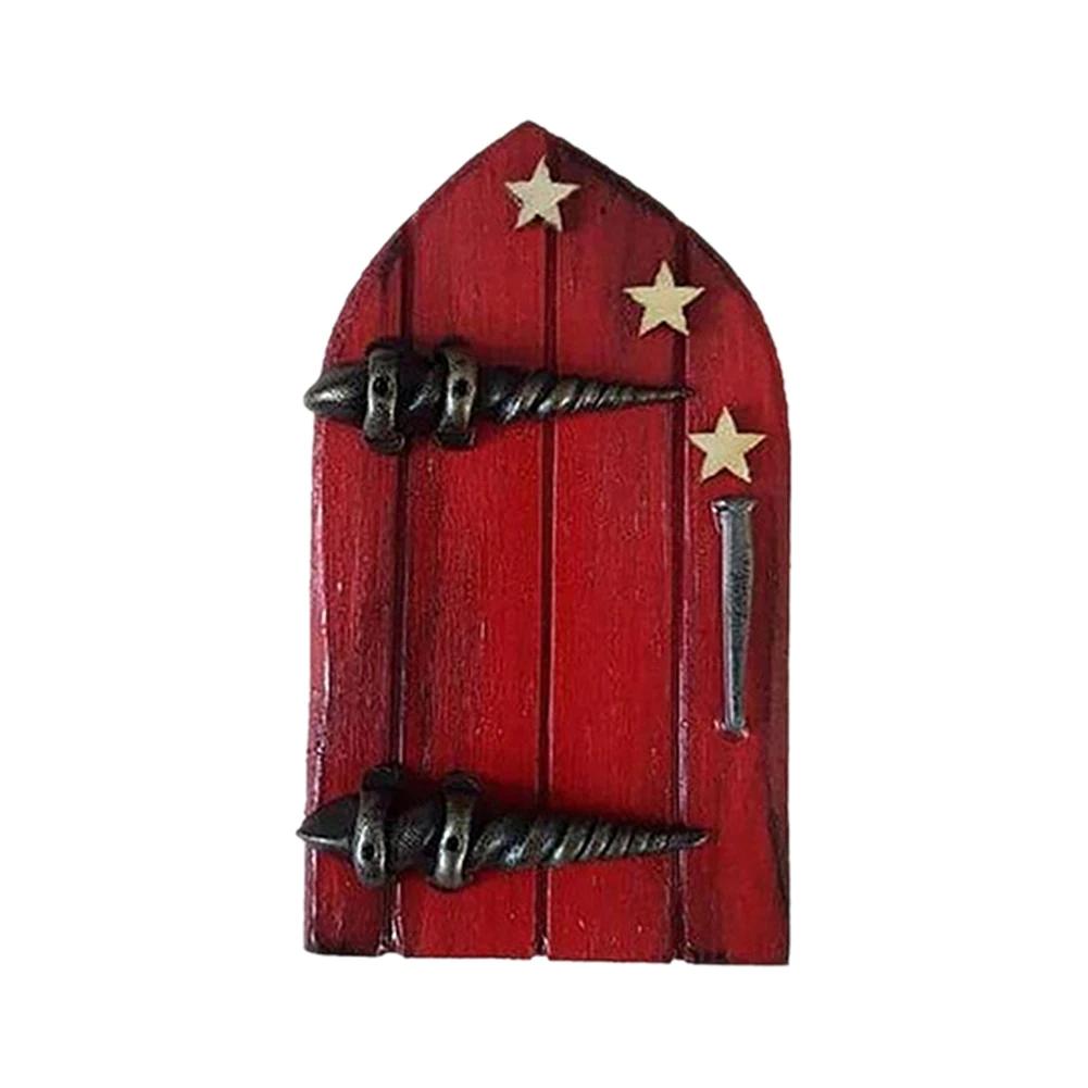 Miniature Fairy Garden Door Wooden Mini Garden Door Elf Door Figurines Wooden Sculpture Trees Garden Decoration Fairy Door