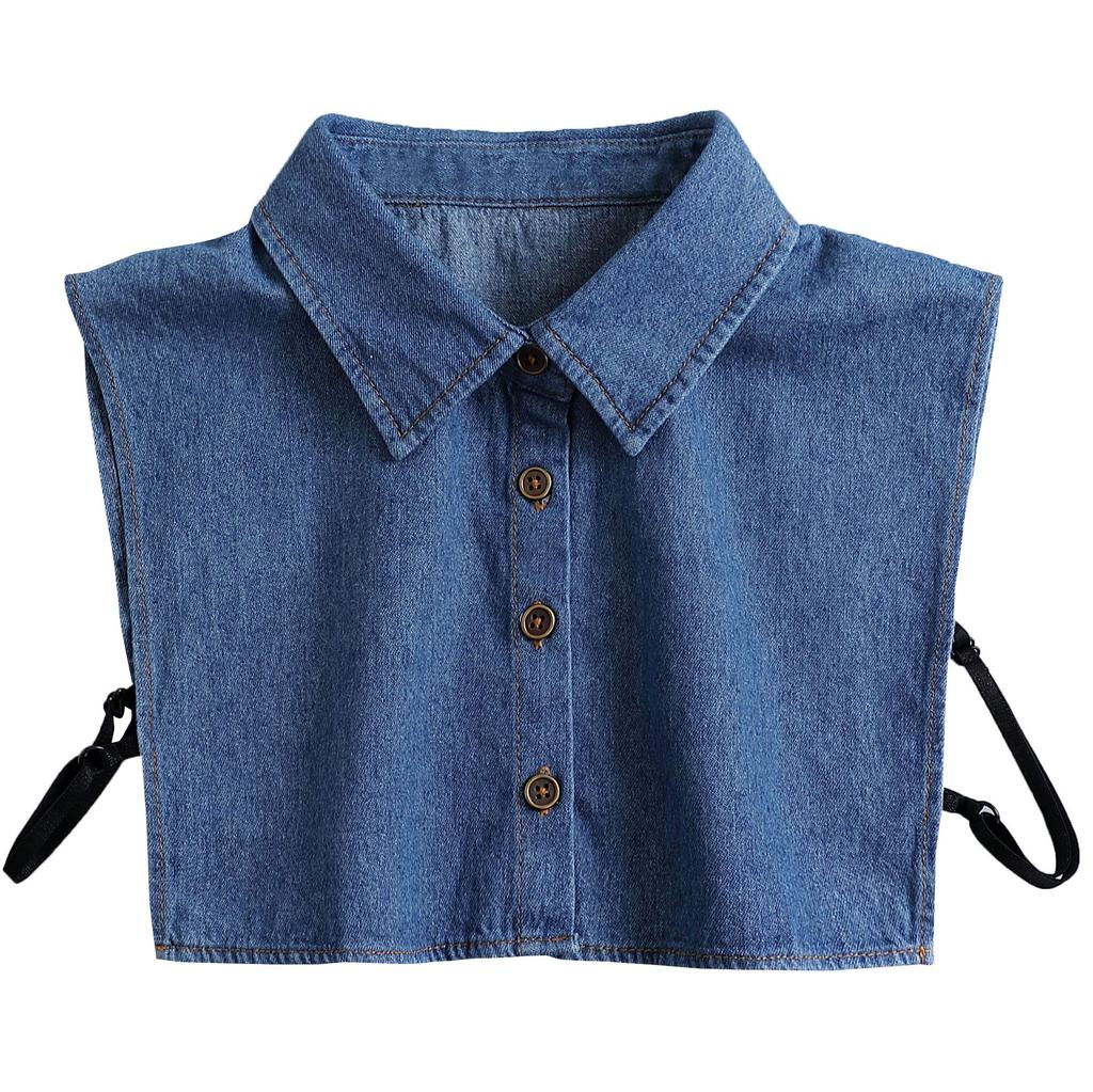Fake Denim Shirt Collar Detachable Piont Dickey Collar Lapel Peaked Women Decor Jeans Work Blouse False Stand Collar For Girls