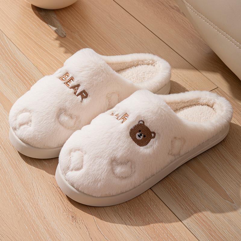Cotton slippers men's women's autumn and winter new indoor home thick bottom non-slip warm plush silent slippers