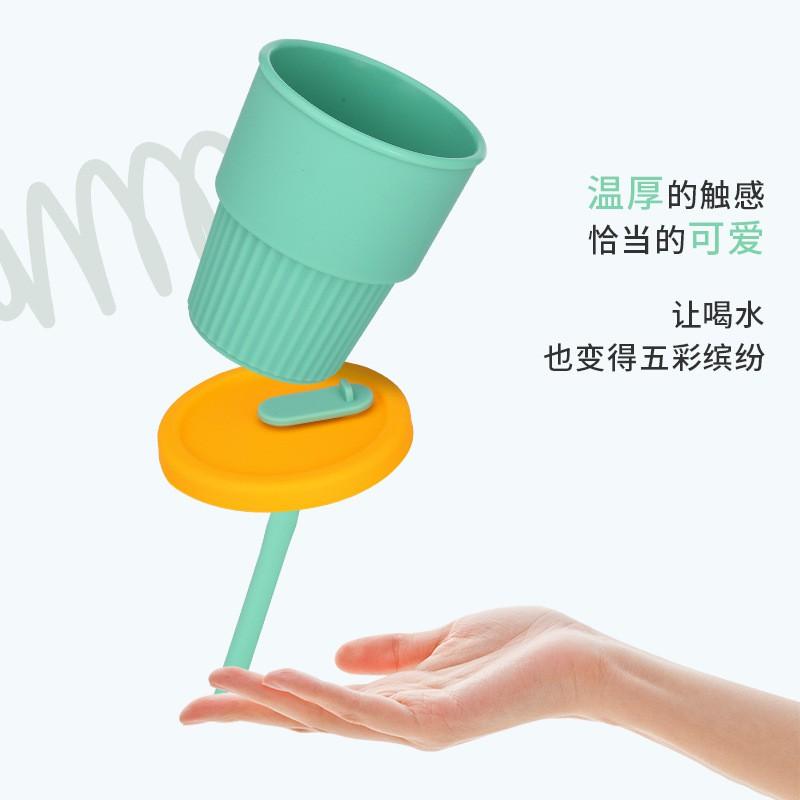 Platinum Silicone Straw Cup Ins Style Portable Durable High Temp Resistant Kids Water Bottle