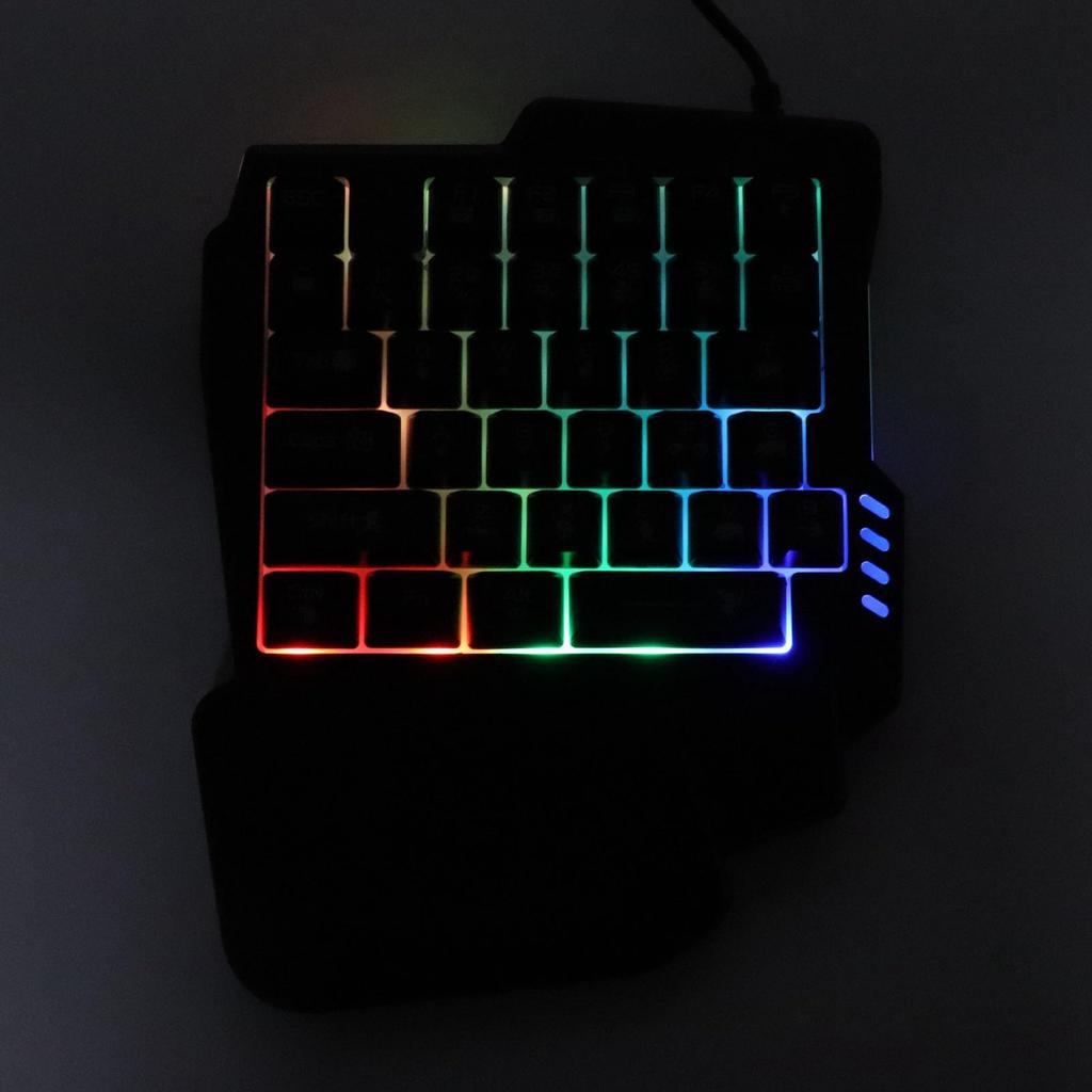35-Key One-Handed Gaming Keyboard, Waterproof and Anti-Slip Design, Wide Palm Rest, Black One-Handed Keyboard for Computer and Mobile Games – K13
