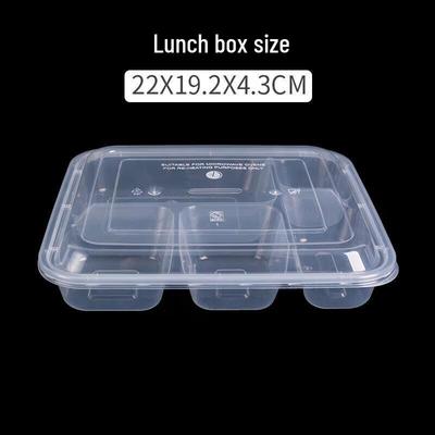Disposable 5-Compartment Transparent Meal Boxes