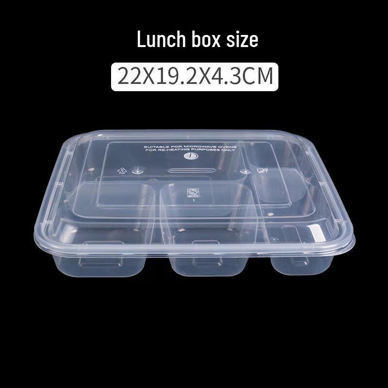 

Disposable 5-Compartment Transparent Meal Boxes