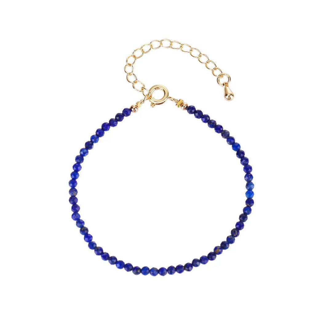 Imperial Blue Lapis Lazuli 3mm Crystal Bracelet - Elegant & Refined Design