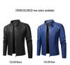 2025 Men's Color Block PU Leather Motorcycle Jacket - British Casual Style