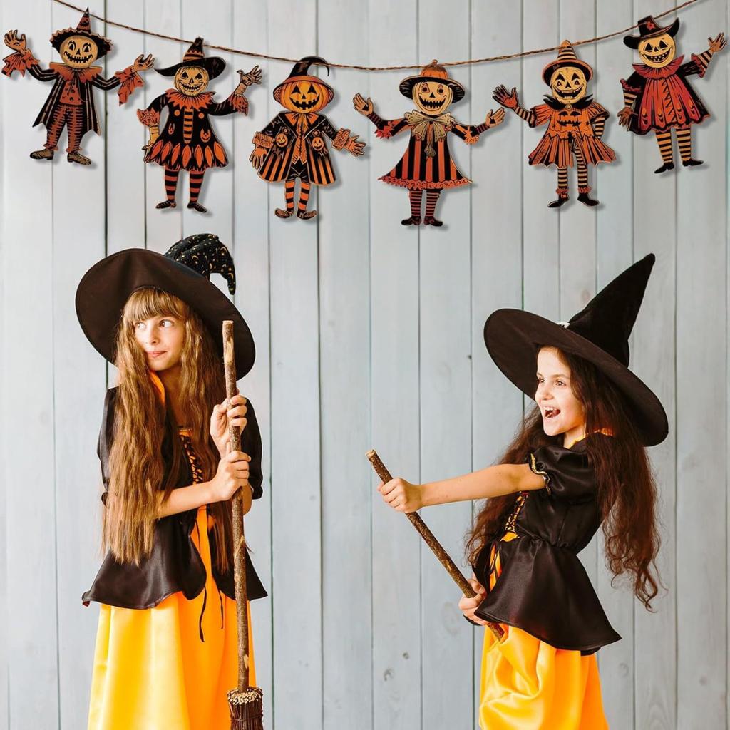 Halloween Wooden Vintage Colorful Flag Hanging Home Decoration