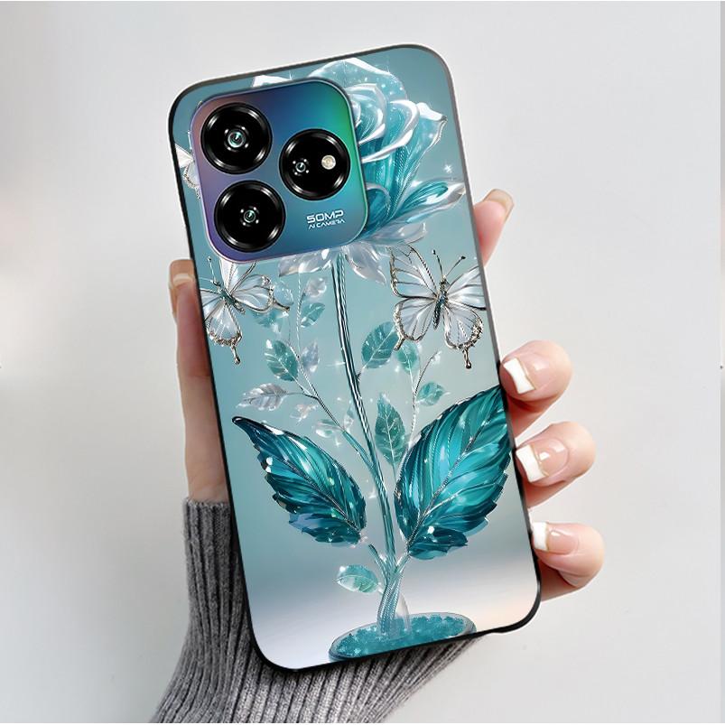 Case For ZTE Blade V60 Design 4G/Blade V60 Vita/Nubia V60 Design/Axon 60 Lite Soft Silicone Black Cover Cute Flower Cartoon Case