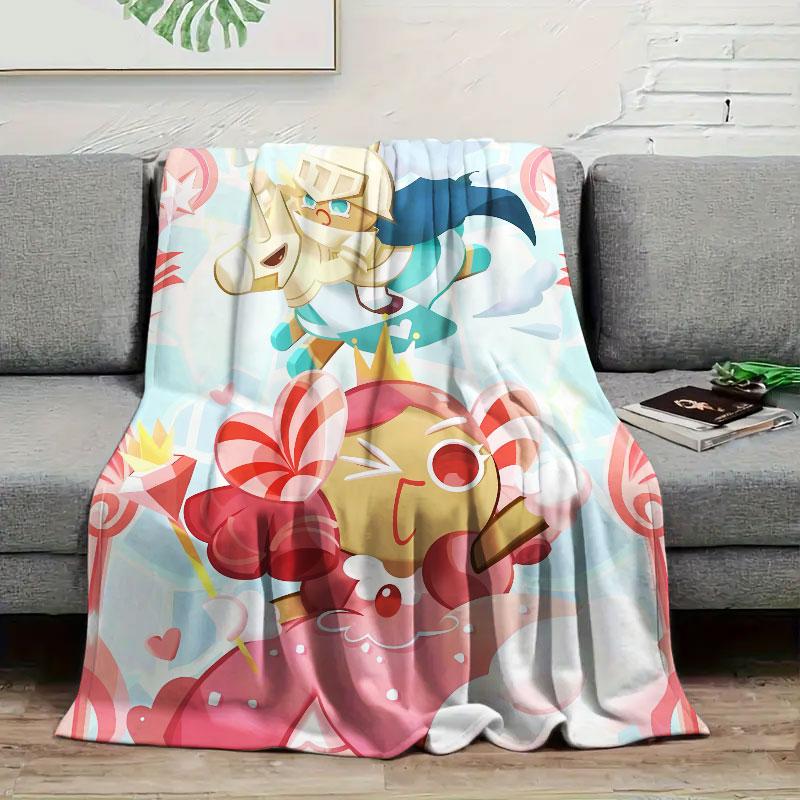 1Pc CookieKingdom Print Flannel Blanket, High quality Comfortable for All Seasons, Home Decor, Warmth and Comfort, Perfect for Christmas Gifts