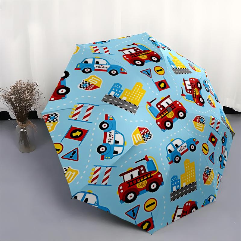 1pc Firetrucks PoliceAutomatic Open/close Umbrella, 8-Rib Sturdy Structure, Portable Travel Umbrella, Parties, Everyday Usec109