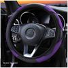 Women's Carbon Fiber Leather Steering Wheel Cover, Wear-Resistant and Comfortable Fit for 14.5-15 Inch Wheels