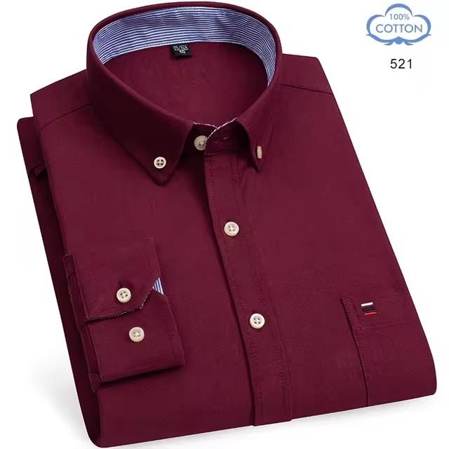 100% Reine Baumwolle Oxford Hemden für Herren Langarm Kariertes Hemd Gestreiftes Männliches Business Karriertes Rotes Hemd Herren Designer Kleidung 7XL