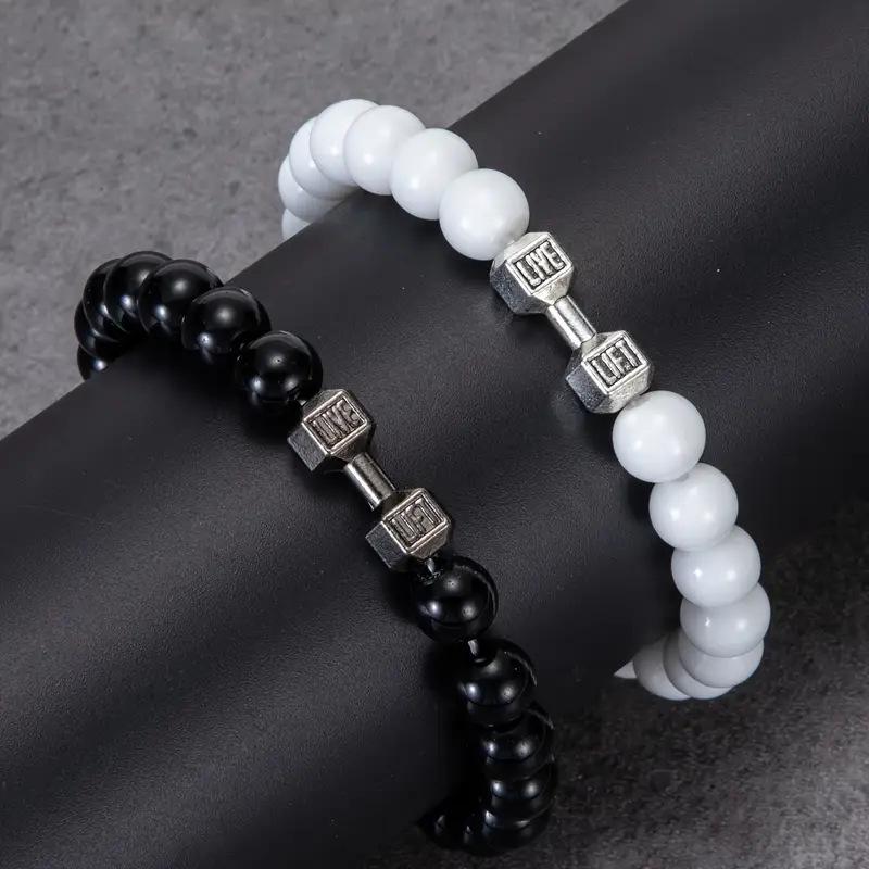 Hot Seller: Barbell & Volcanic Stone Bracelet