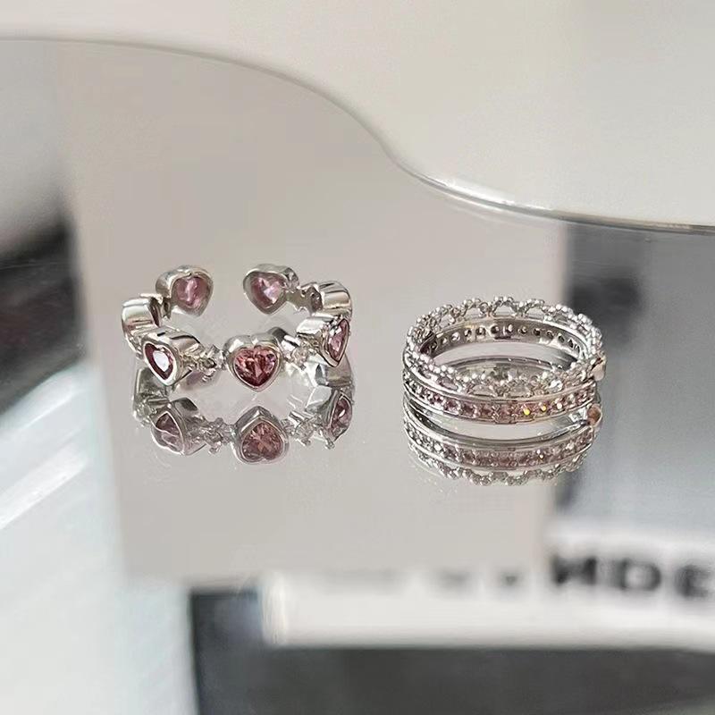 Pink Heart Adjustable Open Ring for Women: Girlish Charm On Your Finger