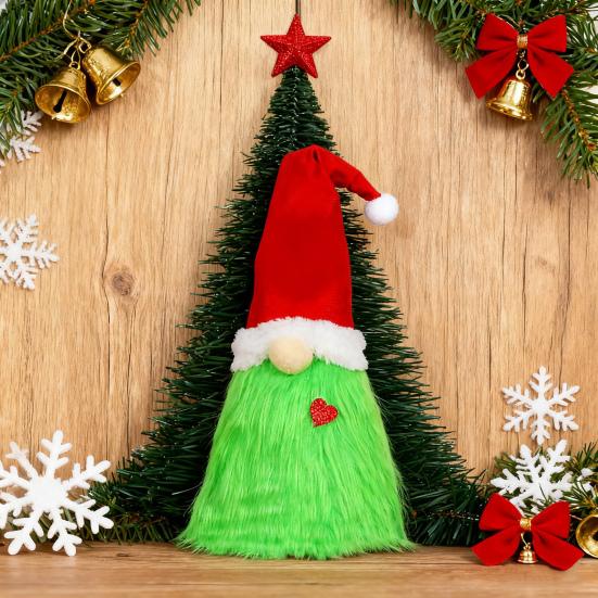 Green Gnome Christmas Tree Topper Plush Xmas Elf Tree Topper Decoration for Christmas Tree Holiday Home Decor