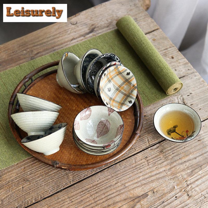 1 Stück Handgefertigte Konische Tasse Antike Pflanzenasche Porzellan Teetasse Reise Keramik Teeschale Anti-Verbrühungs Retro Meditationsbecher Teeset 70ml