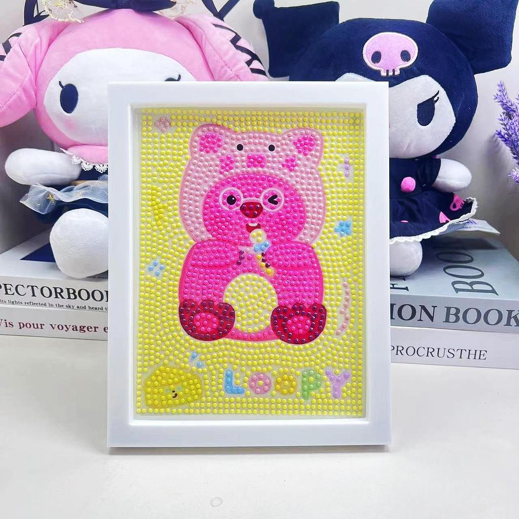 Cartoon Diamond Painting Children's Handmade Diy Diamond Stickers Bedroom Living Room Decorative Painting Masonry Painting with Photo Frame.