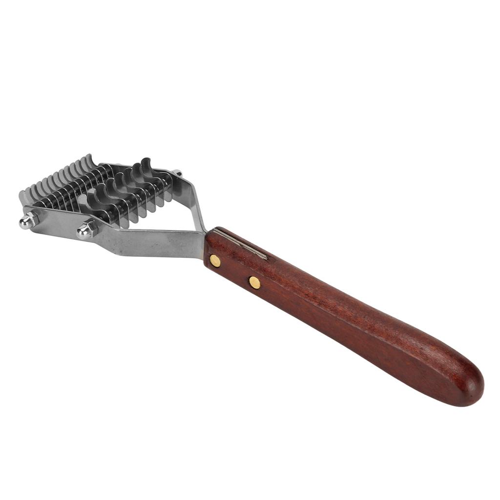 Tier Entfilzungskamm 2 Reihen Edelstahlklingen Holzgriff Tier Unterfell Rechenbürste für Katze Hund