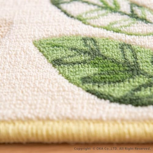 OKA Leaf Breath Kitchen Mat, Approx. 45cm x 180cm, Green (Washable, Antibacterial, Boshu, Non-Slip, Refreshing)