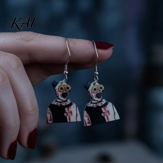 Vintage Style Horror Earrings 1 Pair Halloween Theme Dangle Drop for Women, Scary Blood Gothic Acrylic Clown Earrings, Creative Punk Jewelry Costume,
