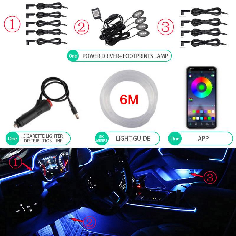 BLALION 1 In 13 Car EL Neon Strip Light Car Ambient Light Sound Control RGB LED Decorative Light Auto Interior Atmosphere