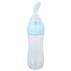 Food Feeder Soft Silicone One Handed Operation Scale Design Feeder with Soft Spoon for Elderly Patients Blue