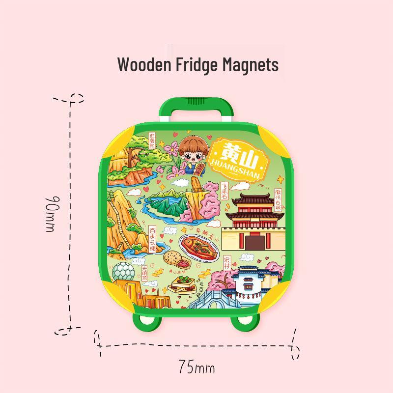 Huangshan China 3D Holz Kühlschrankmagnet: Kreatives kulturelles Reisesouvenir