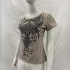 European and American Summer Gray Hot Stamping Diamond Print Temperament Slim Fit Gothic Y2K Women's T-shirt