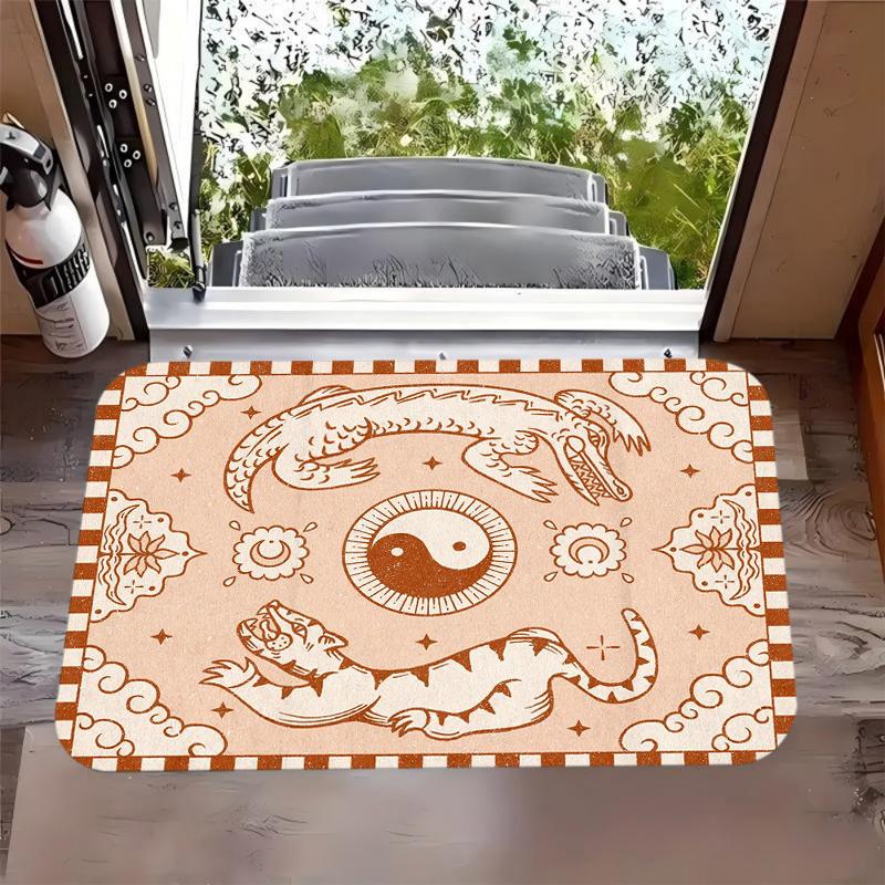 

Chinese Style Tai Chi Dragon Tiger Carpet Mat Rug Non-slip Entrance Doormat for Home DecorationLiving Room Bedroom Decoration 40cm x 60cm