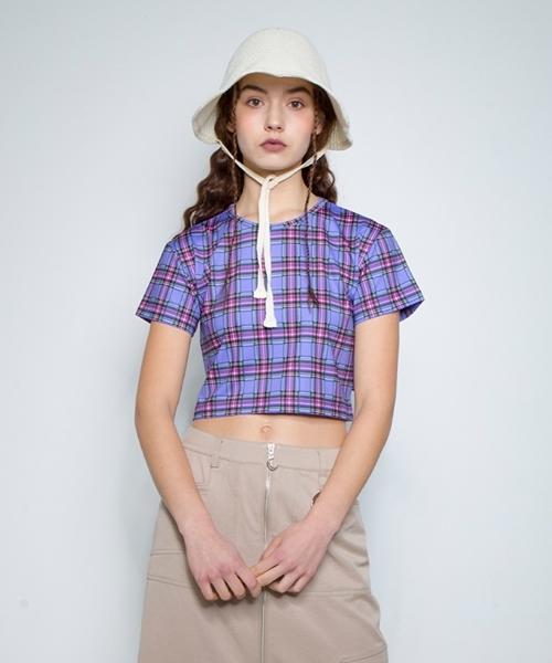 Fake Mama Popsicle Check Crop Top [Purple] Purple