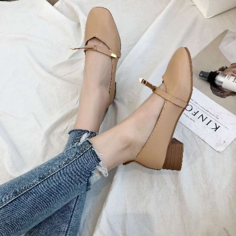 Soft-soled Single Shoes 2025 Spring and Summer New Versatile Flat-soled Large-size Grandma Shoes Thick Heel Medium Heel Evening Fairy Doudou Shoes
