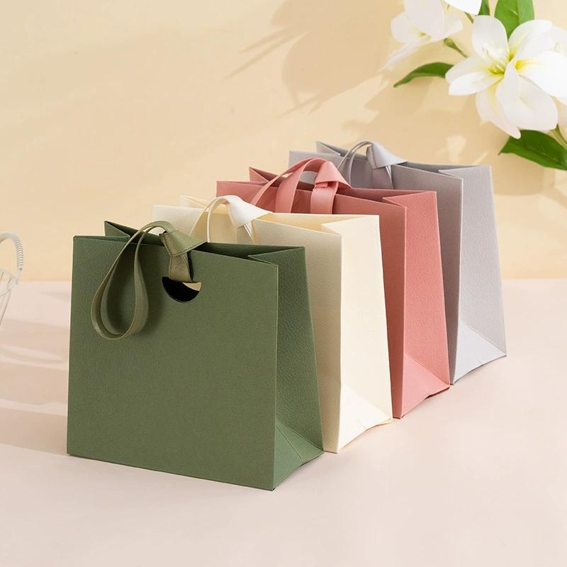 12pcs Elegant Paper Gift Bags With Ribbon Handles Premium Wedding Party Favor Packaging Small Boutique Shopping Tote Bags