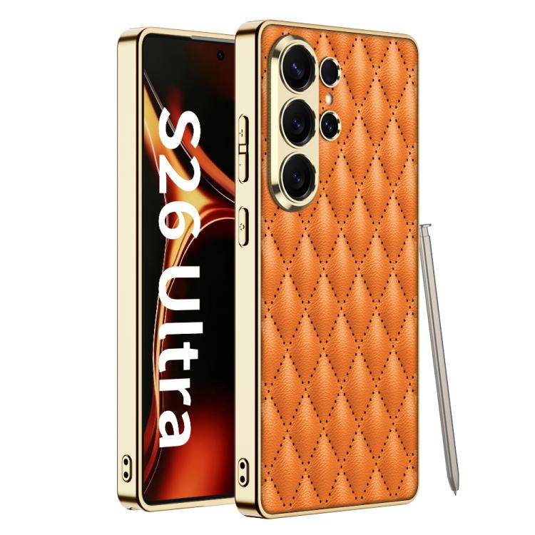 GKK Plating Leather Rhombus Texture Phone Case For Samsung Galaxy S26 Ultra 5G
