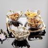 5PCS Glass Fruit Bowl Transparent Glass Bowl with Golden Side Square Bowl Living Room Coffee Table Candy Dried Fruit Snack Plate
