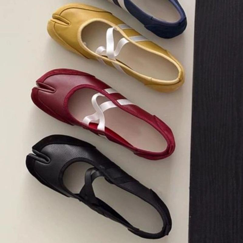 Black Silver Red Ballet Flats Trainers Women Split Toe Ballerina Tabi Walking Sneakers Woman Mary Jane Shoes Footwear Summer