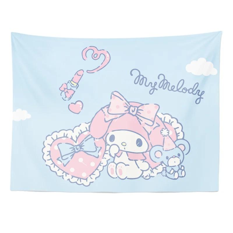 Sanrio Melody Rabbit Cartoon Hanging Cloth Background Cloth Bedroom Headboard Tapestry Living Room Tapestry Tapestry Wall Hangin