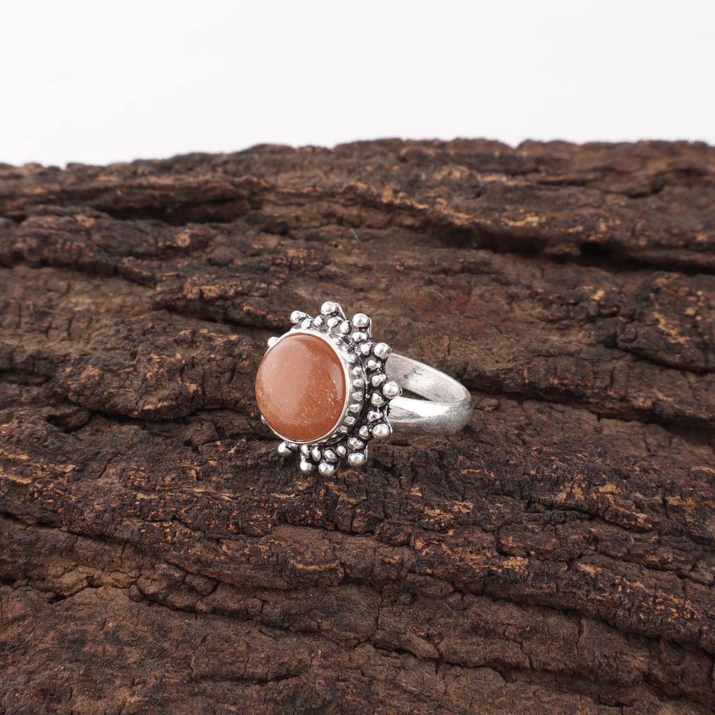 Peach Moonstone Gemstone Jewelry, 925 Sterling Silver Ring, Handmade Gorgeous Silver Ring, For Wedding Gift
